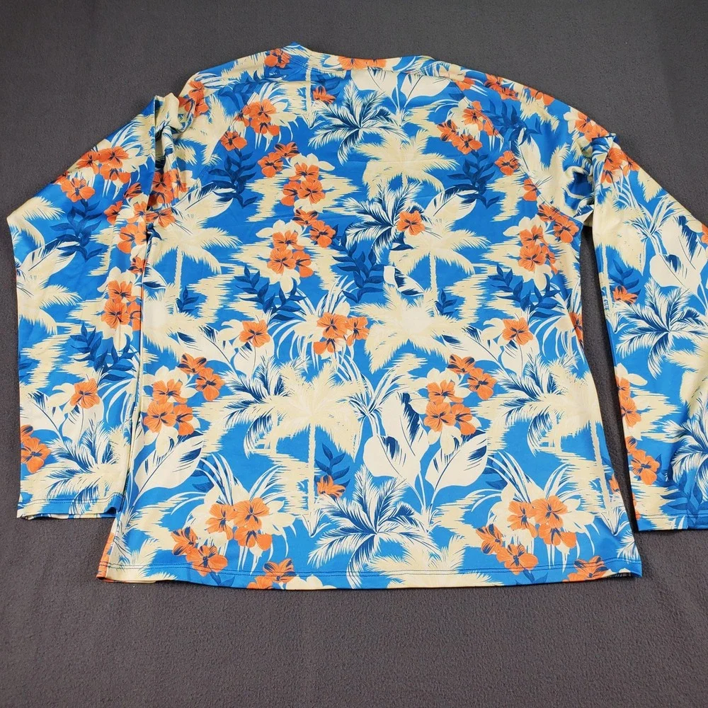 Robert Graham Mens Tropical Forest Azure Blue UPF 50+ Rash Guard S SMRG114 NEW